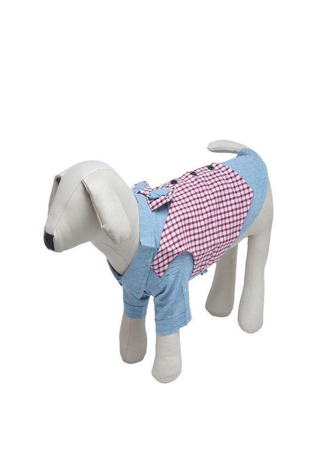 Lulala Classical Dog Tuxedo Shirt - Formal Wedding Suit with Bow Tie & Inbuilt Cottie, Pet Prince Costume Outfit for Small Dogs Cats (14Inch, Red-SkyBlue) - Image 3